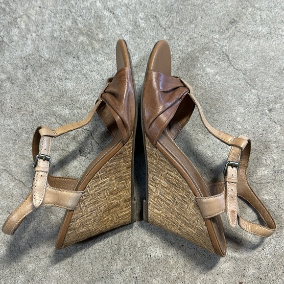 Aldo “Stralsund” Wedge Heel Sandals Brown Leather Size 8 PreOwned - Picture 3 of 7